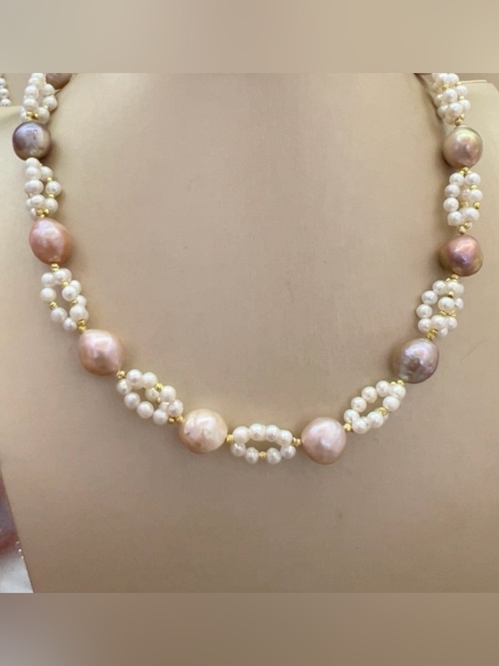 Vintage Pink and Purple Baroque Pearl Necklace